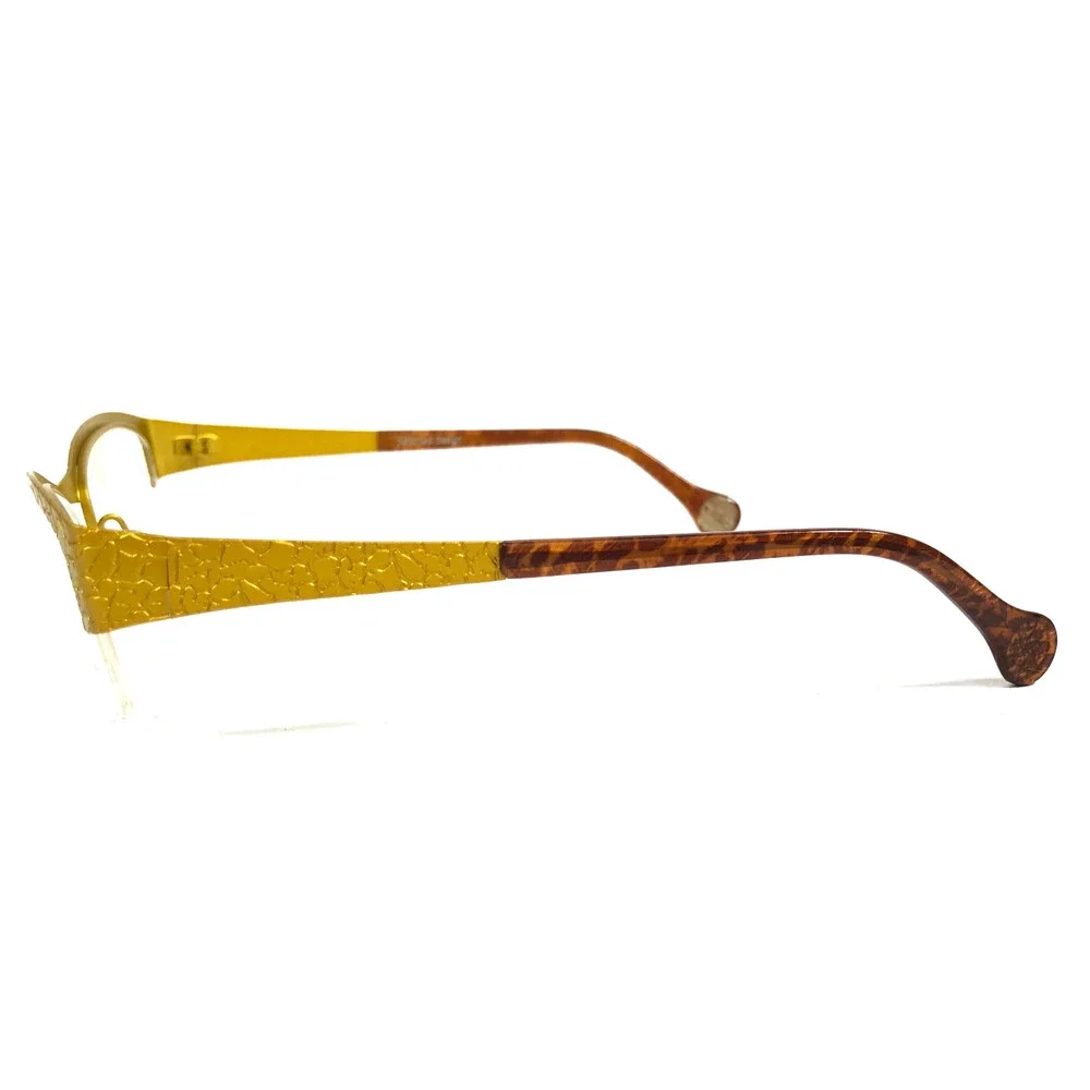 BOZ Eyeglasses Frames VIM 5050 Yellow Cracked Earth Pattern Half Rim 52-18-135